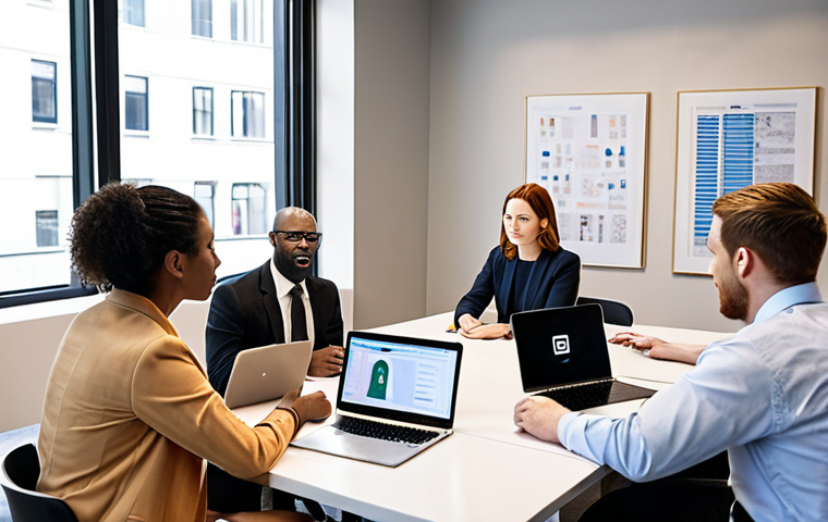 **

A group of diverse business professionals gathered around a table, engaged in a lively discussion. A strong, confident leader stands at the head of the table, gesturing with their hand while maintaining eye contact with the team. The atmosphere is collaborative and transparent, with open laptops and documents scattered across the table. The background is a modern, well-lit office space. The scene evokes a sense of trust, ethical decision-making, and open communication. The style is realistic with a focus on capturing natural human expressions and dynamic interaction.
**