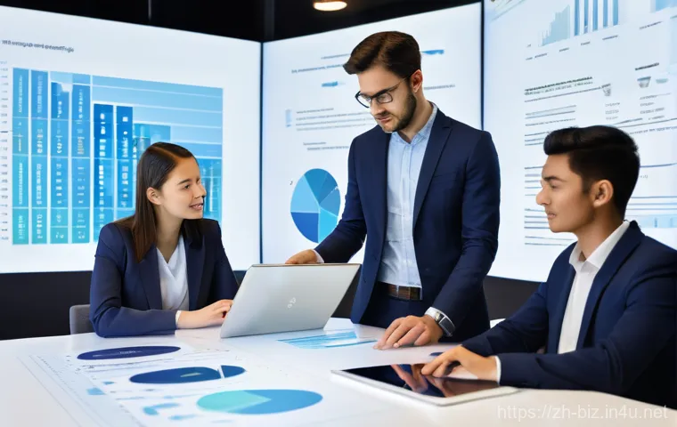 경영학 온라인 학습 - **Prompt 2: Collaborative Business Strategy in the Digital Age**
    "Four diverse professionals (tw...