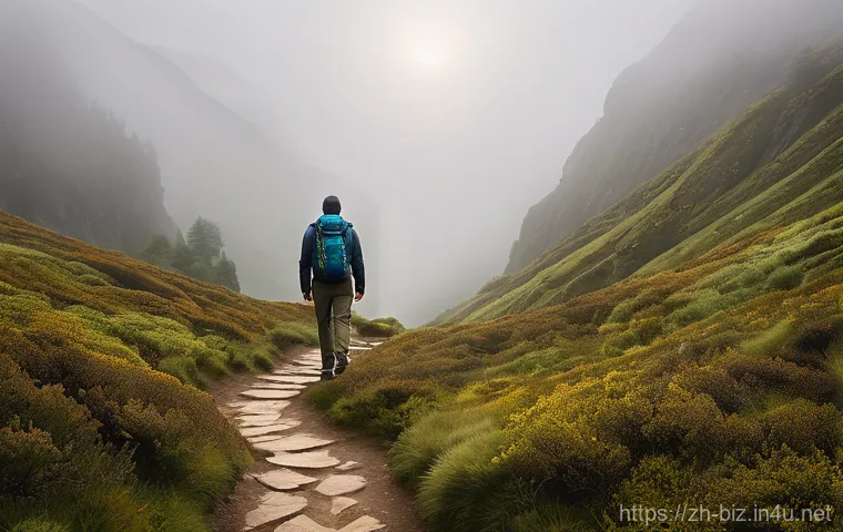 위험 관리 - **Exploring the Unknown Path with Confidence:** A person in their late 20s, dressed in comfortable, ...