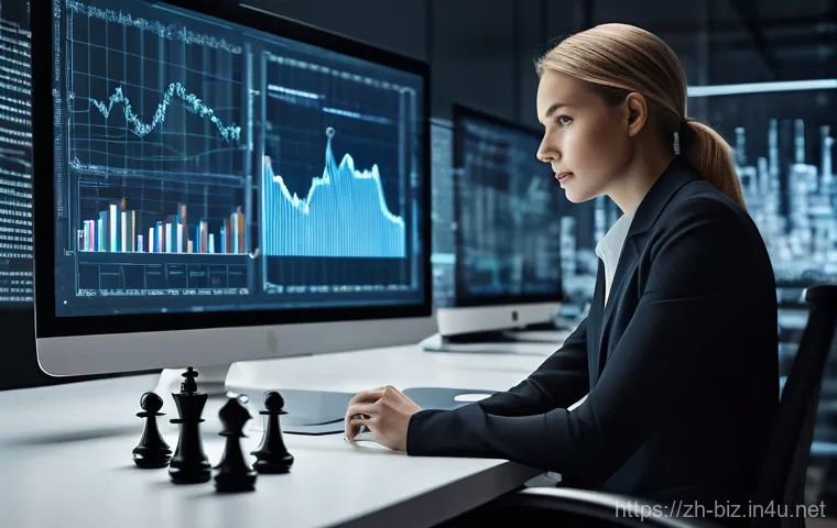 비즈니스 인텔리전스 - **Prompt:** A sleek, modern business office setting. A diverse group of business professionals, dres...