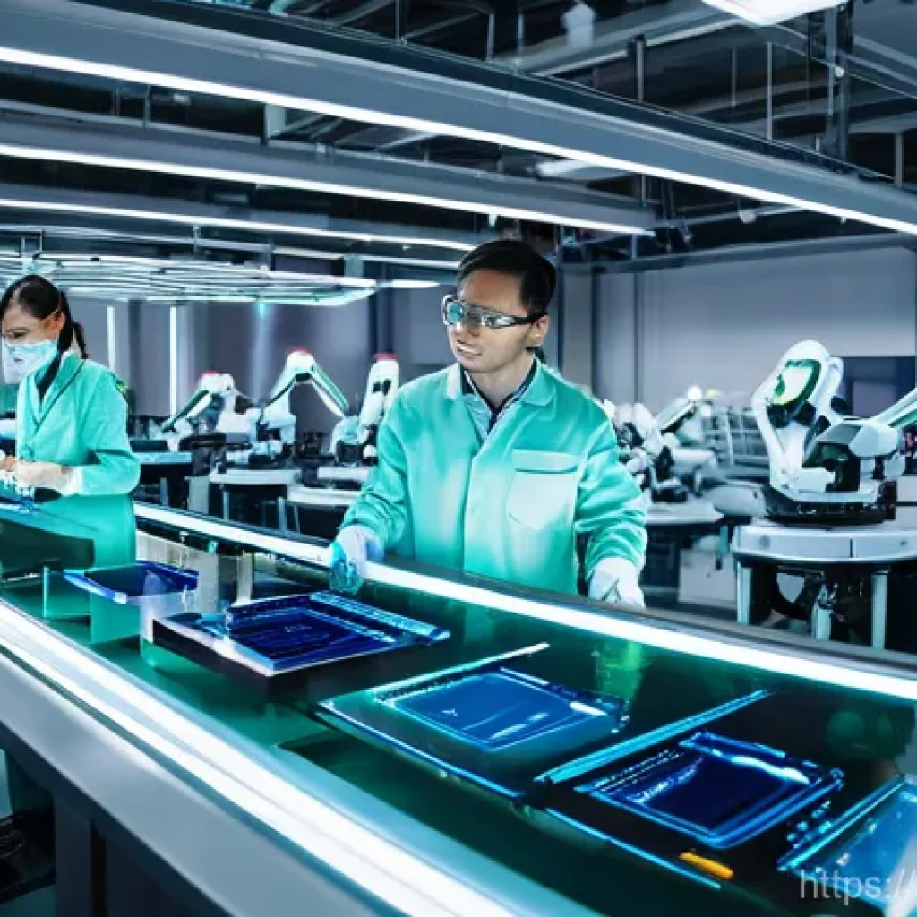 생산 관리 이론 - **Image Prompt: The Intelligent Heart of Production**
    A wide-angle, futuristic shot inside a cle...