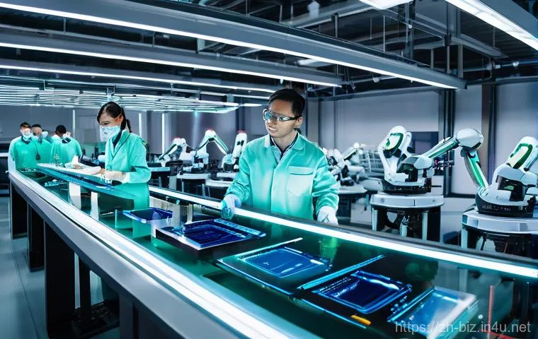 생산 관리 이론 - **Image Prompt: The Intelligent Heart of Production**
    A wide-angle, futuristic shot inside a cle...