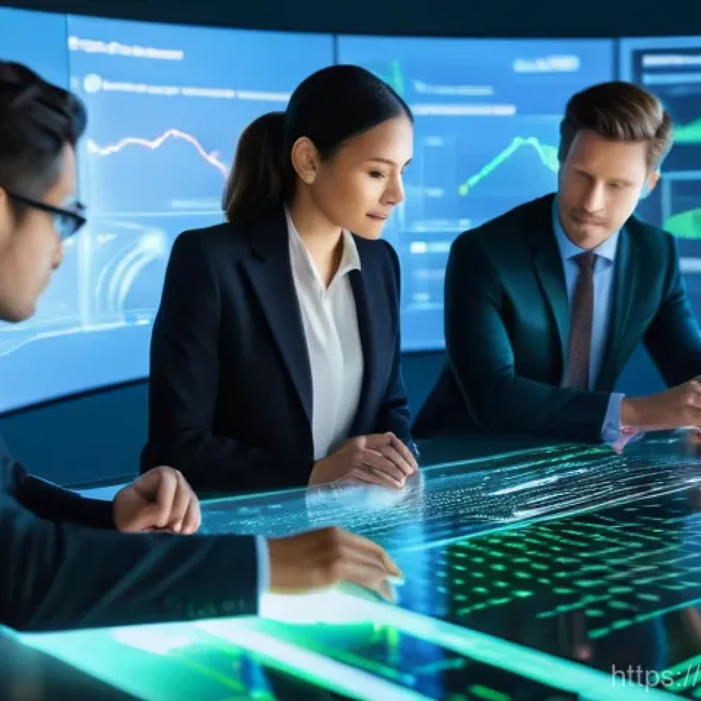 경제학적 평가 방법 - **Prompt:** A visually rich, futuristic image depicting a diverse group of four professionals (two m...