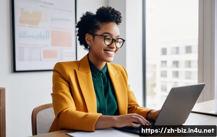 자산 관리 - **Prompt:** A young woman in her late 20s, dressed in a stylish business casual outfit (blazer, blou...