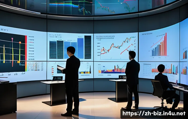 경제적 리스크 관리 - A modern office scene showing a diverse group of Chinese business professionals analyzing complex fi...