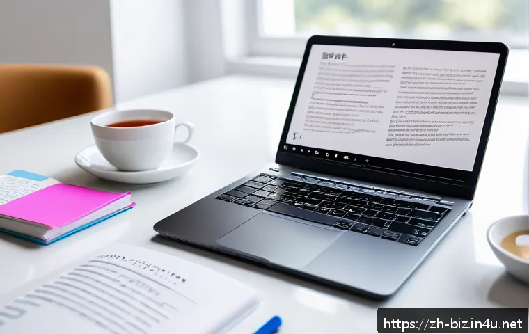 경영학 학술 논문 작성법 - A modern academic workspace featuring a sleek laptop displaying a detailed business management resea...