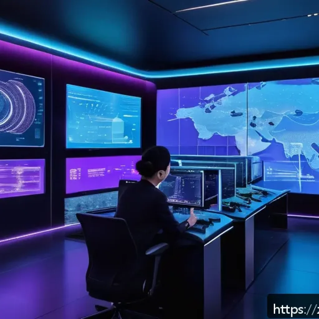 디지털 마케팅 - A futuristic digital marketing control room with multiple holographic screens displaying personalize...