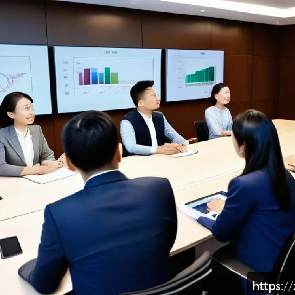 조직 내 갈등 해결 - A modern corporate meeting room scene showing a diverse group of professional colleagues attentively...