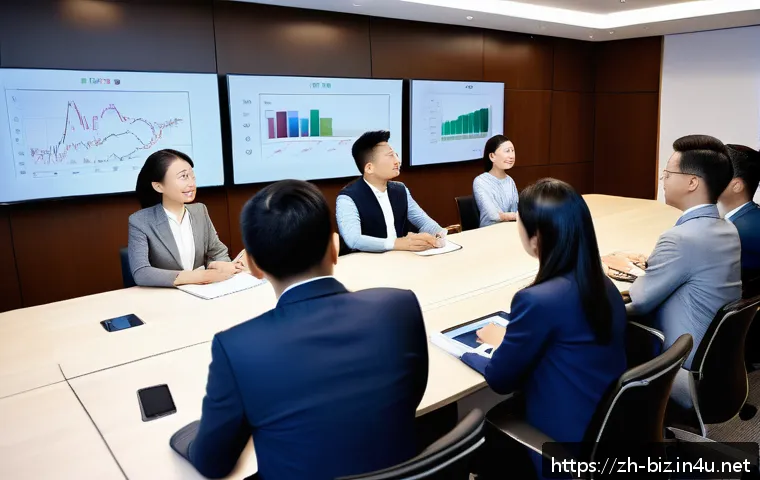 조직 내 갈등 해결 - A modern corporate meeting room scene showing a diverse group of professional colleagues attentively...
