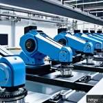 디지털 트랜스포메이션과 기업 - A modern manufacturing factory scene showcasing smart manufacturing and automation equipment in acti...