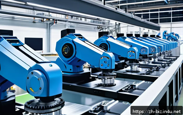 디지털 트랜스포메이션과 기업 - A modern manufacturing factory scene showcasing smart manufacturing and automation equipment in acti...