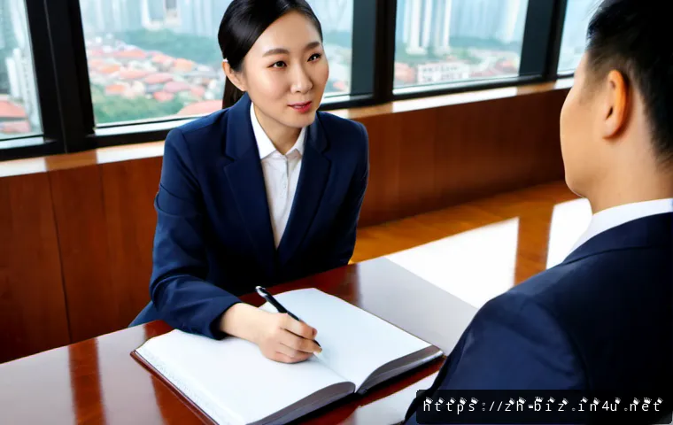 인사 전문가 인터뷰 - Photorealistic corporate interview scene in a contemporary Shanghai office, confident Chinese human ...