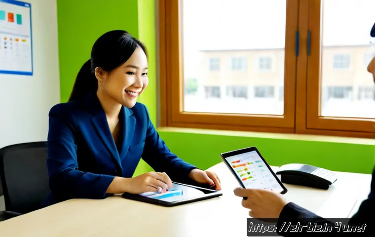 고객 만족도 관리 - Photorealistic customer satisfaction management scene in a bright modern service office, friendly As...